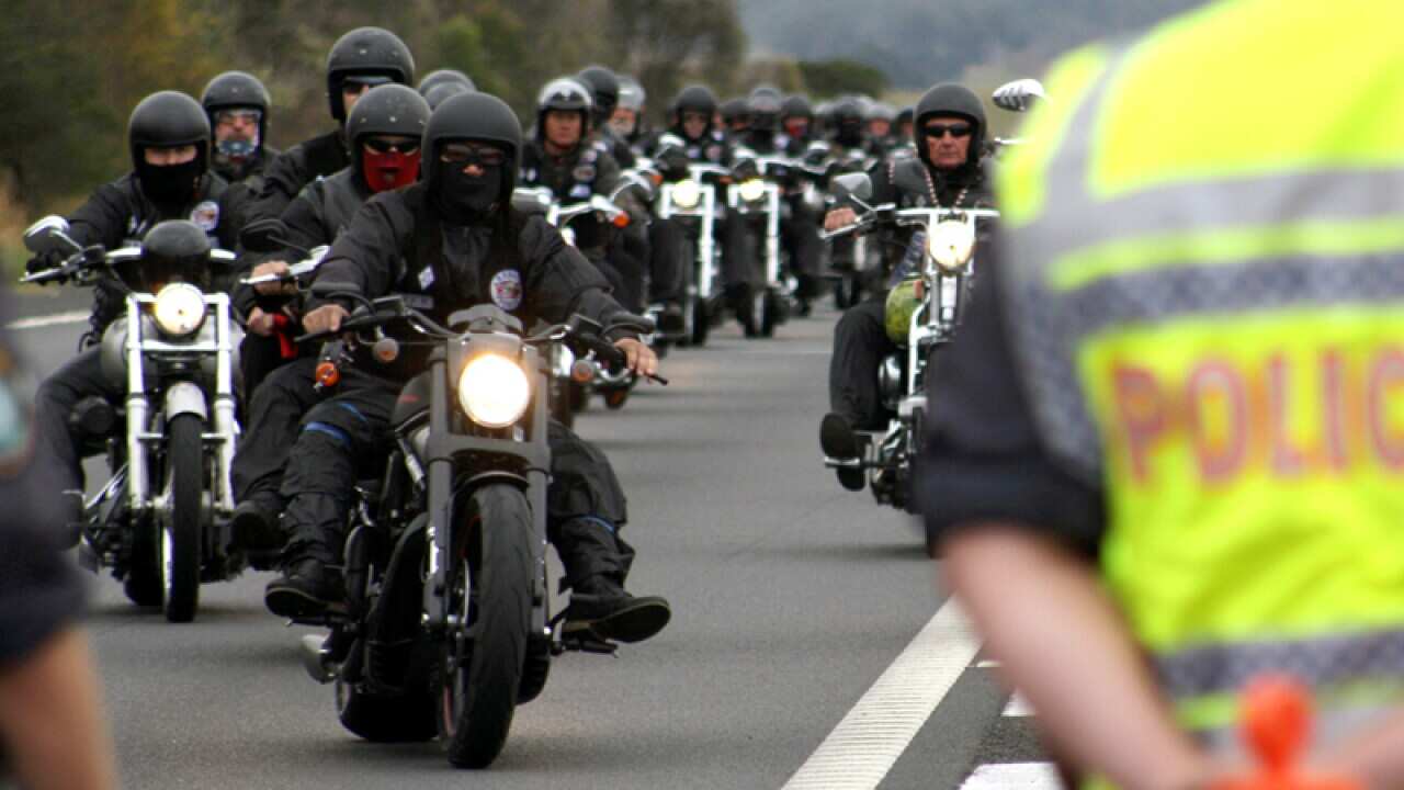 Bikies seen during a national run
