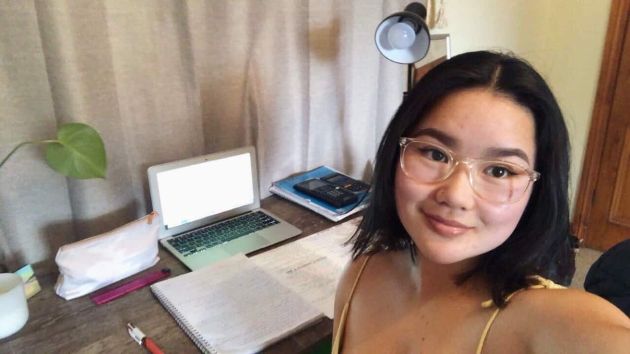 Year 12 student Philippa Bywaters is currently learning from home.