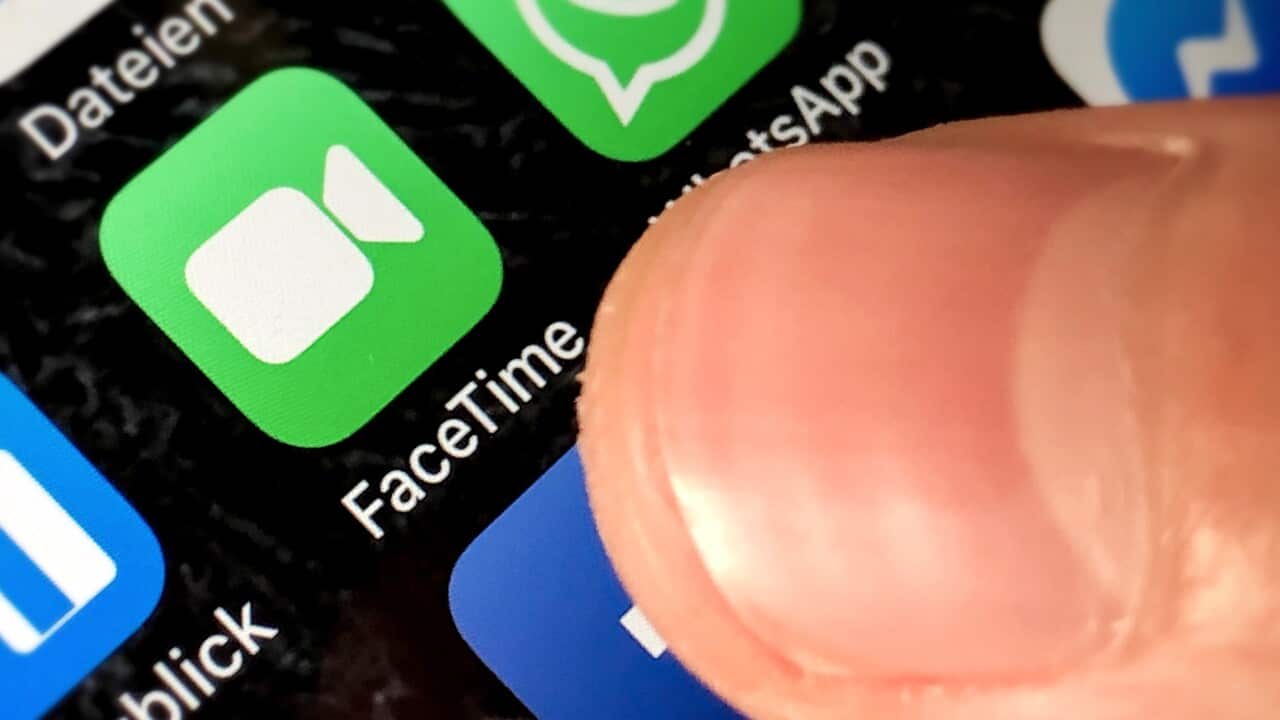 A close-up image showing Apple's FaceTime application on an iPhone