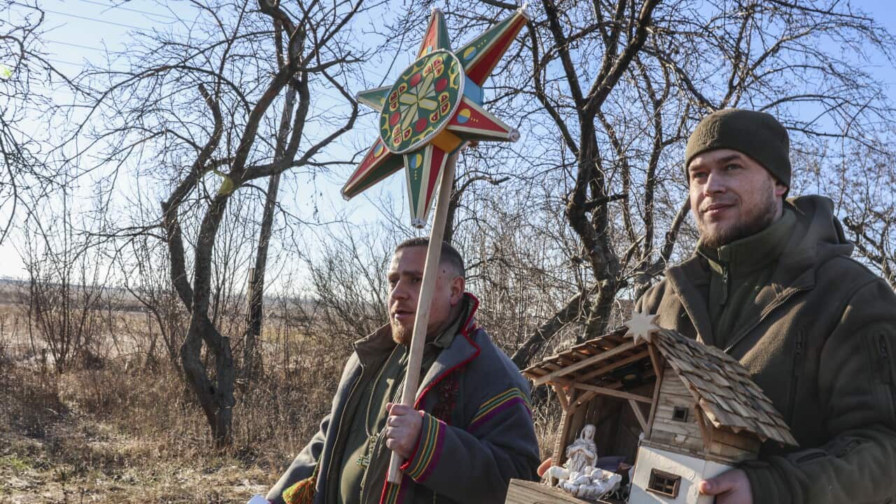 Ukrainian servicemen celebrate Christmas in the Donetsk region