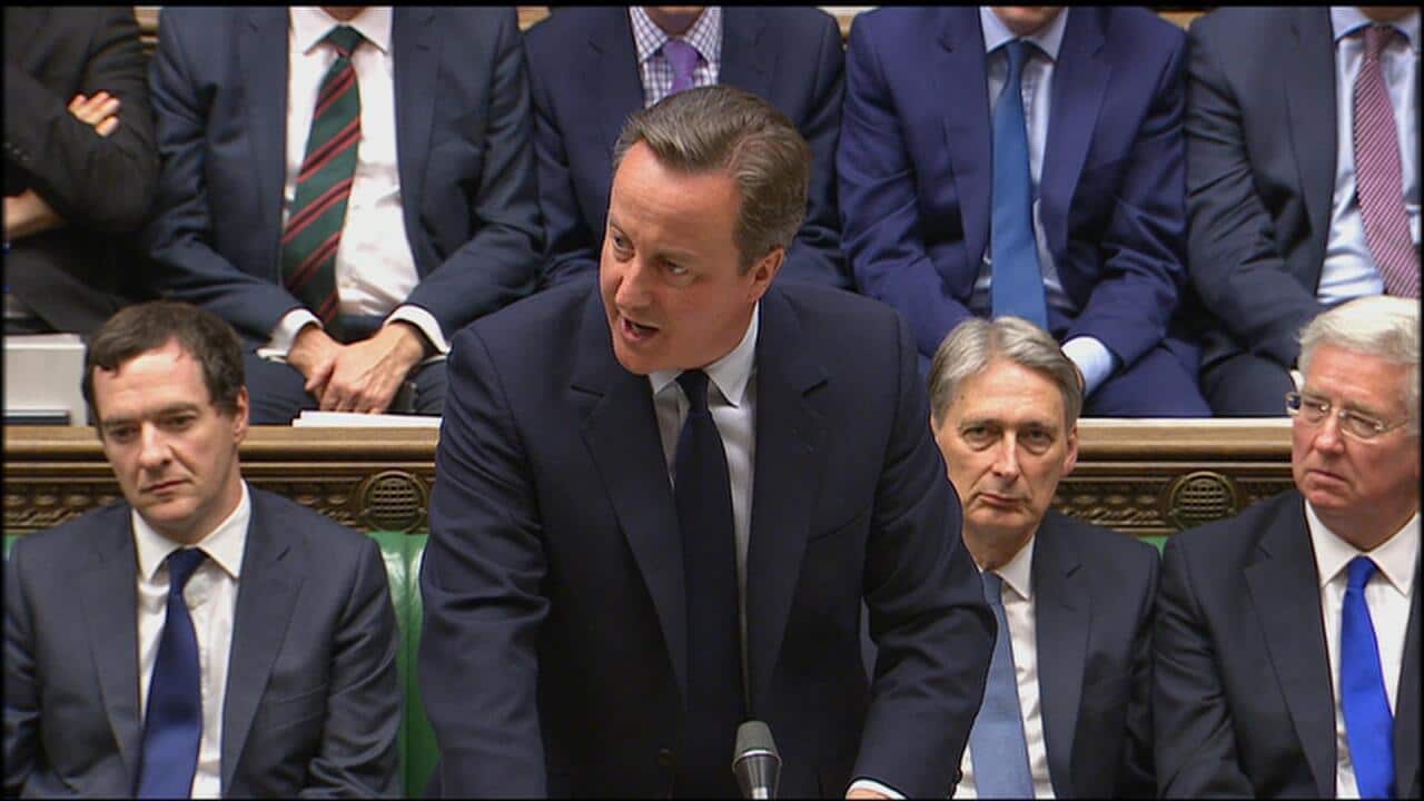 Britain's Prime Minister, David Cameron, addresses the House of Commons in London, Monday June 27, 2016
