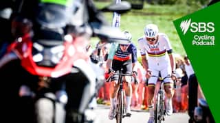 French Paul Seixas of Decathlon CMA CGM Team and Slovenian Tadej Pogacar of UAE Team Emirates-XRG pictured in action during the men elite race of the Liege-Bastogne-Liege UCI World Tour one day cycling race, 259,5km from Liege, over Bastogne to Liege, Sunday 26 April 2026. BELGA PHOTO ELIAS ROM (Photo by ELIAS ROM/Belga/Sipa USA)