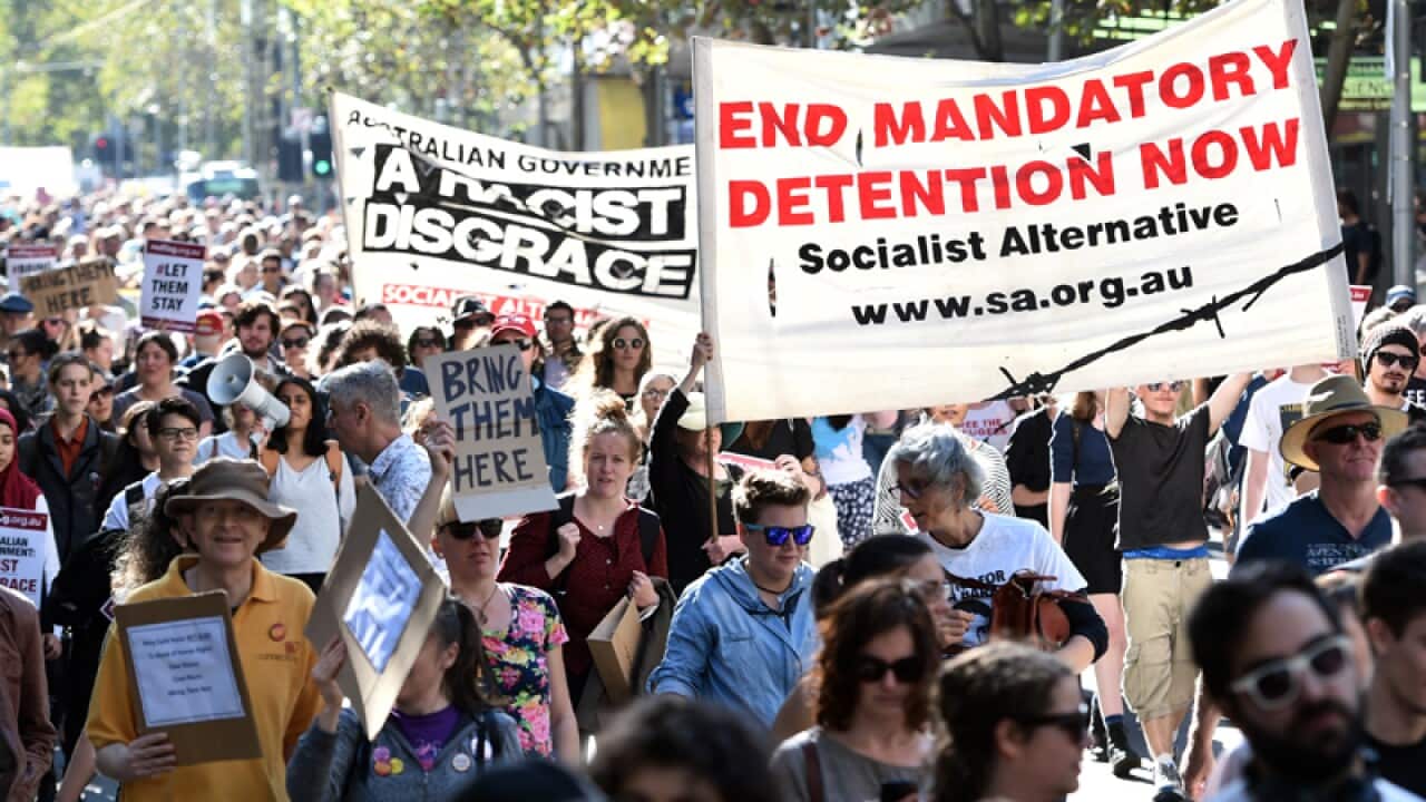 The Refugee Action Collective protestors in Melbourne