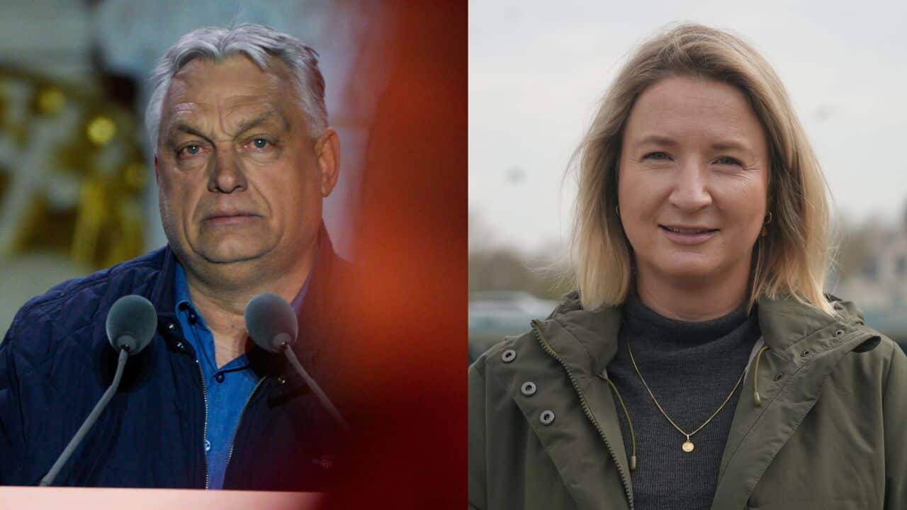 A politician on the left and a voter on the right