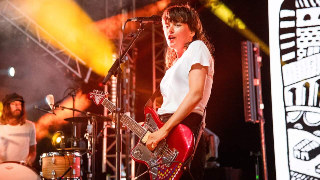 Courtney Barnett performs at the Bonnaroo Music and Arts Festival on Friday, June 14, 2019, in Manchester, Tenn. Photo by AAP Image/Amy Harris/Invision/AP