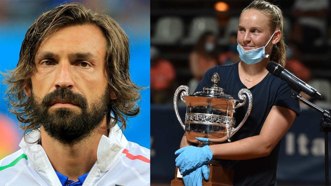 Andrea Pirlo, nuovo allenatore della Juve, e Fiona Ferro, vincitrice del torneo WTA di Palermo