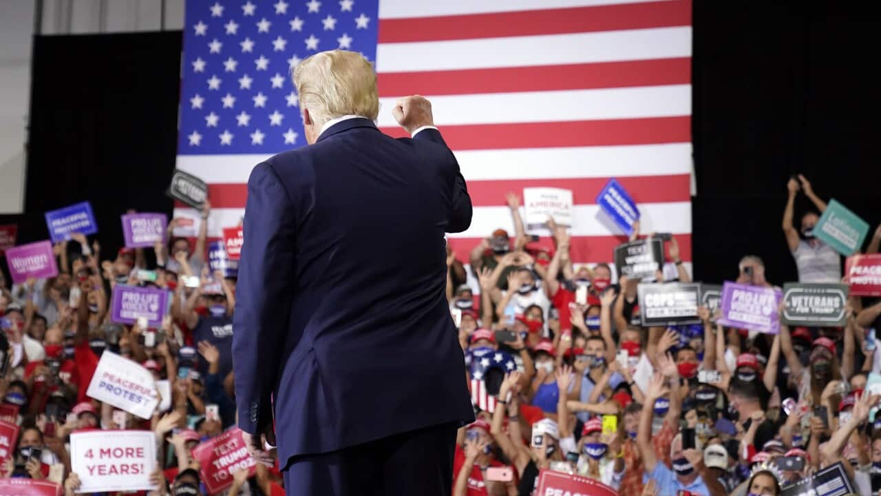 President Donald Trump at a rally in Henderson, Nevada.