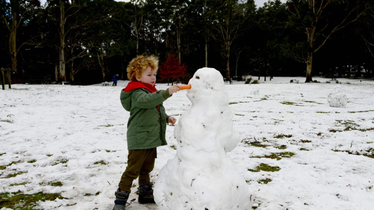 a snowman at Mount Macedon
