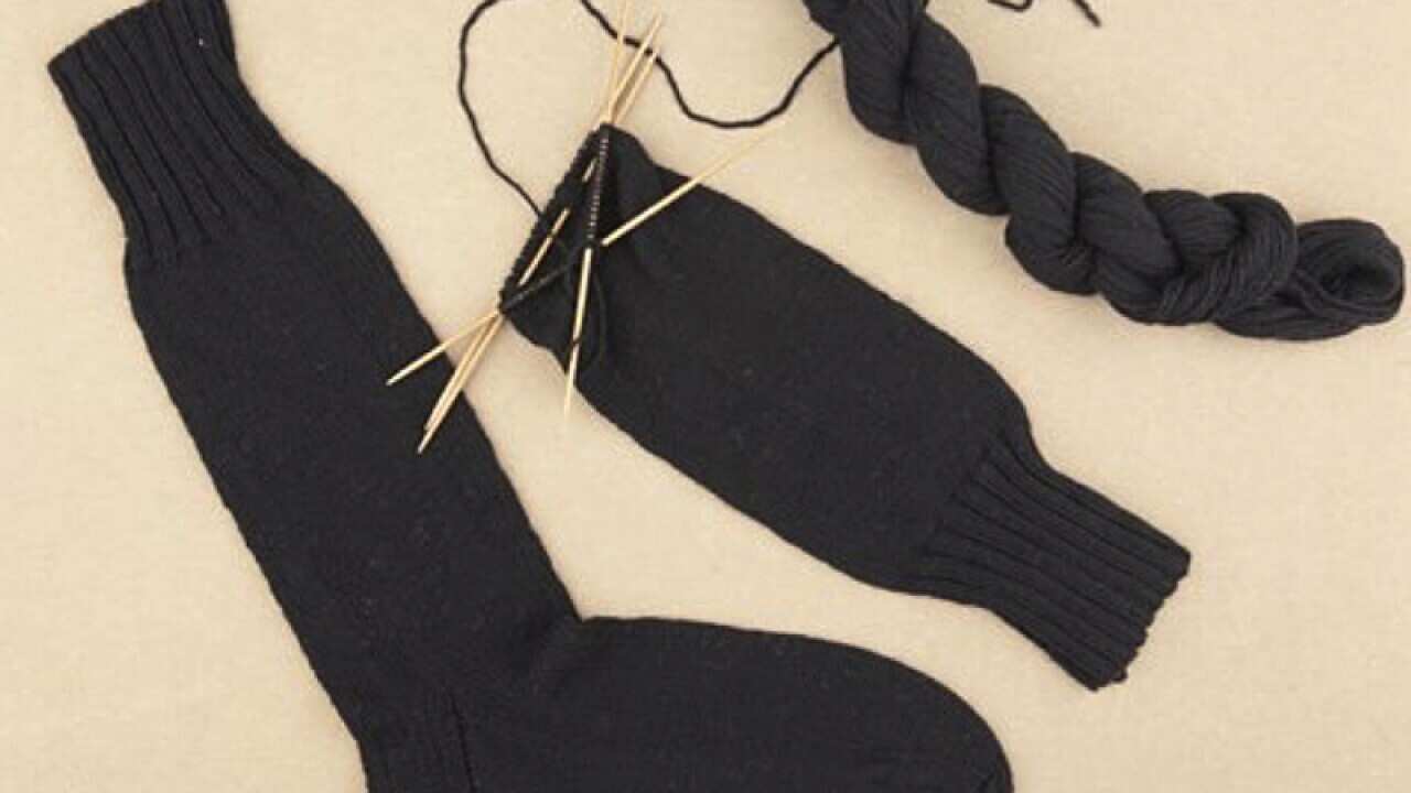 Socks knitted by Nellie Blain for her soldier brother