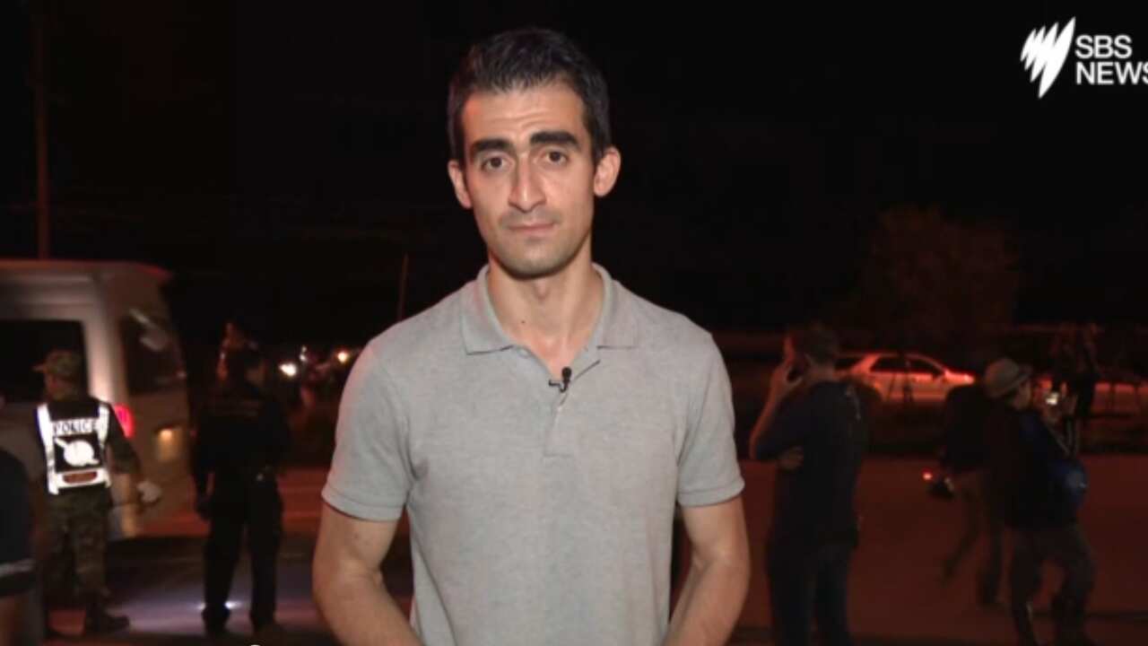 Omar Dabbage, SBS World News reporter at Tham Luang, Thailand.
