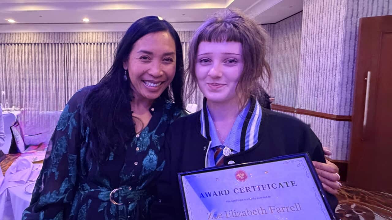 Indonesian language teacher Dian Wijayanti and her Year 12 student Zoe Farrell.