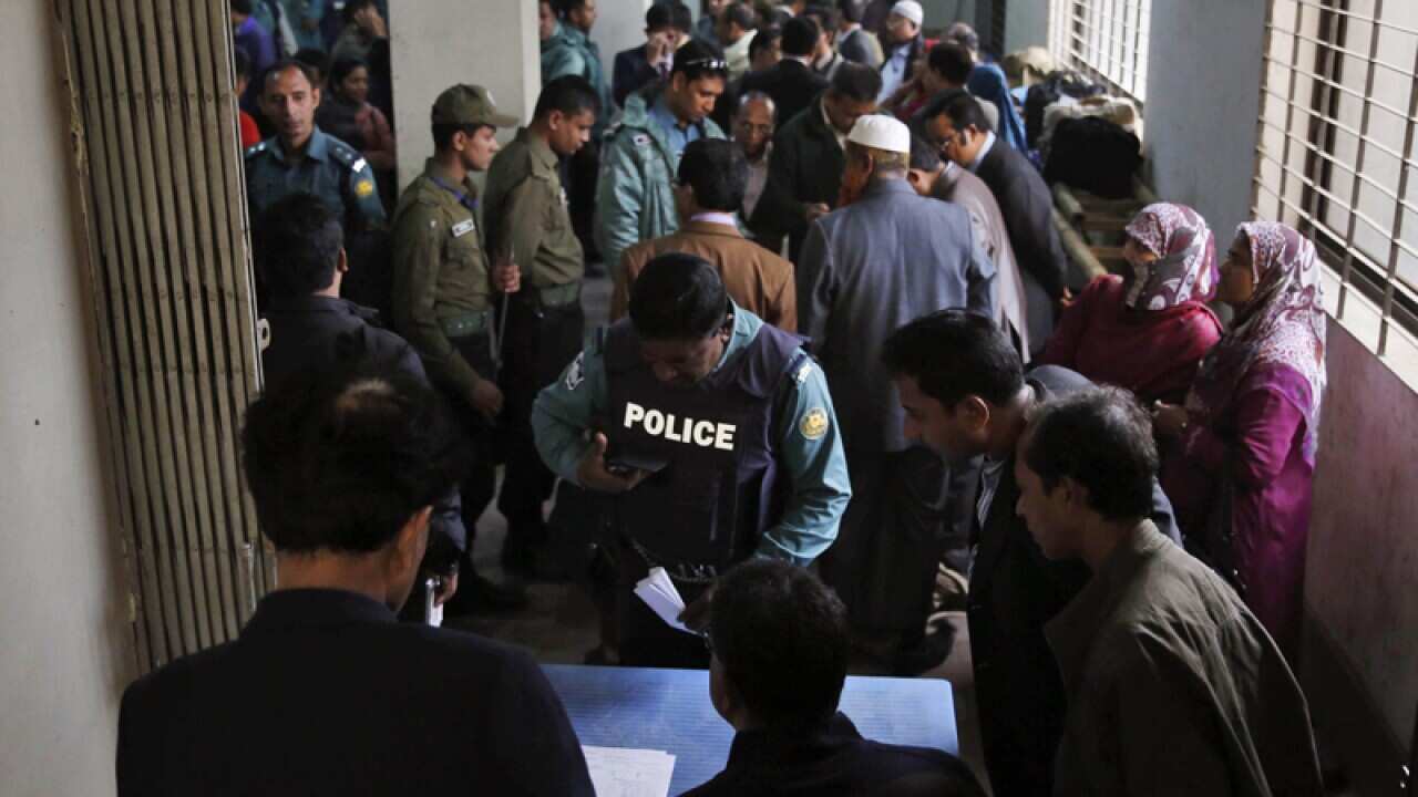 Bangladeshi election officials and policemen