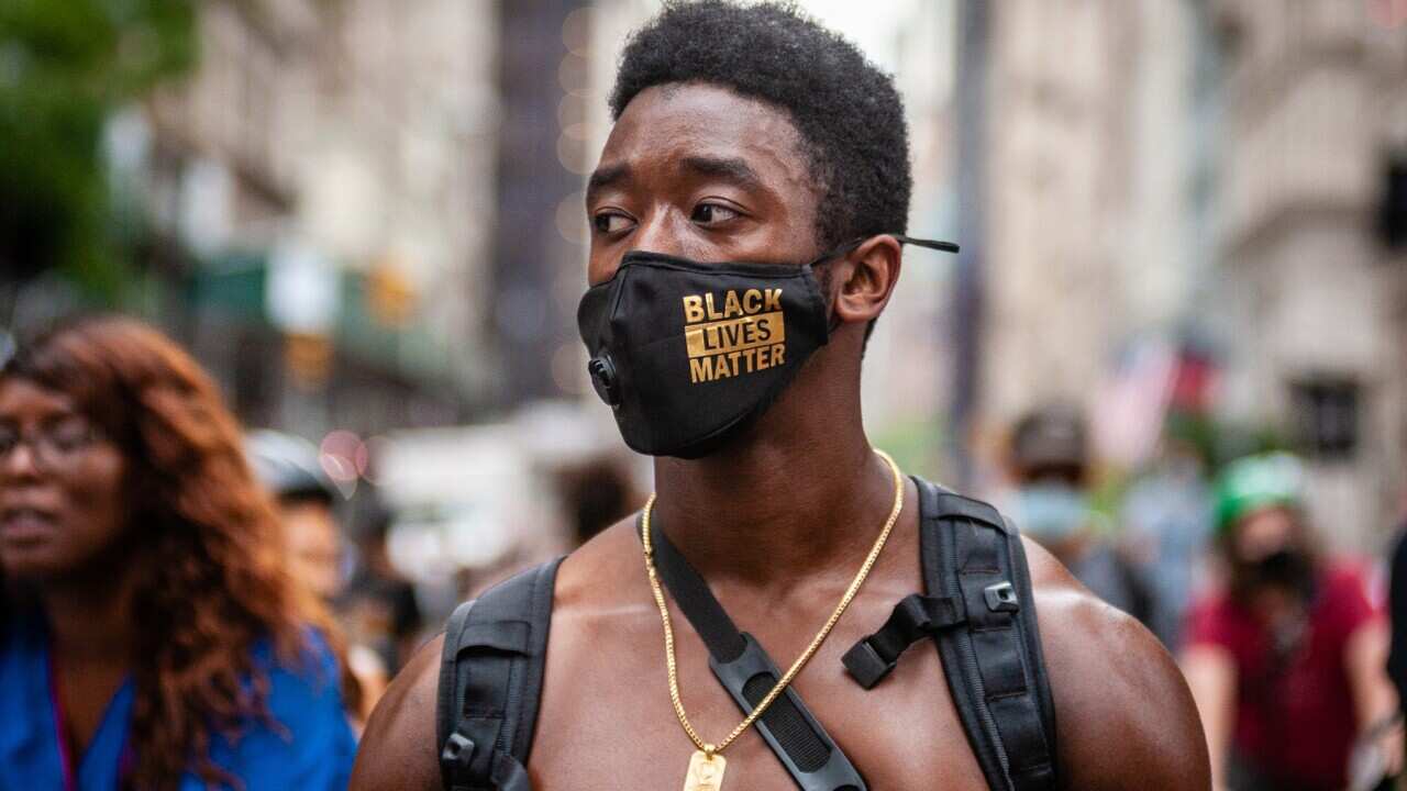 Demonstrators in New York denounce the police shooting of Jacob Blake in Wisconsin