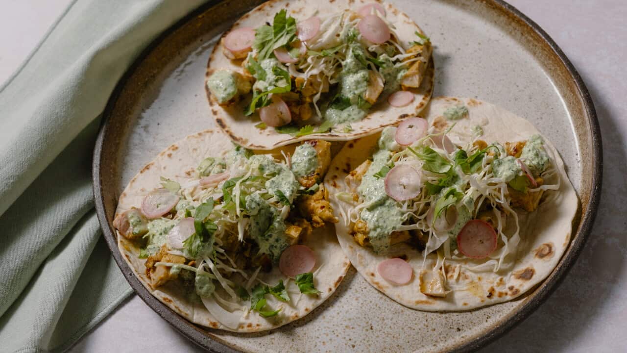 Chicken curry tacos
