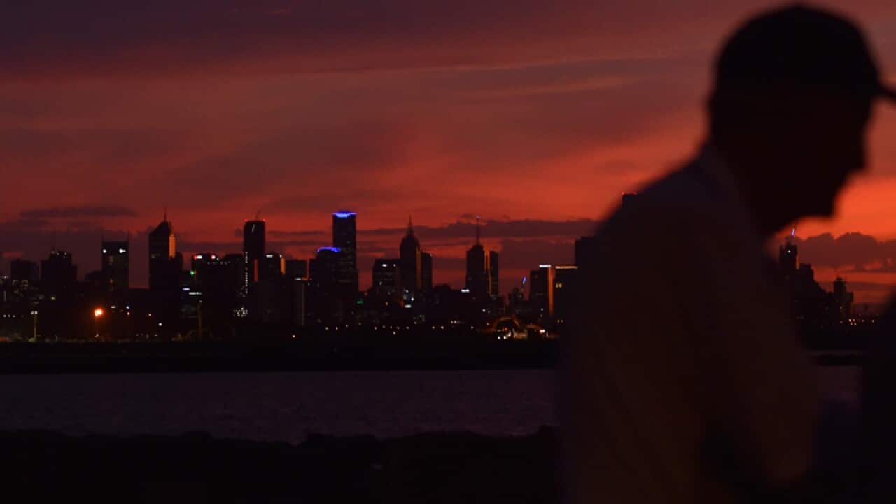 The sun rises over the Melbourne CBD