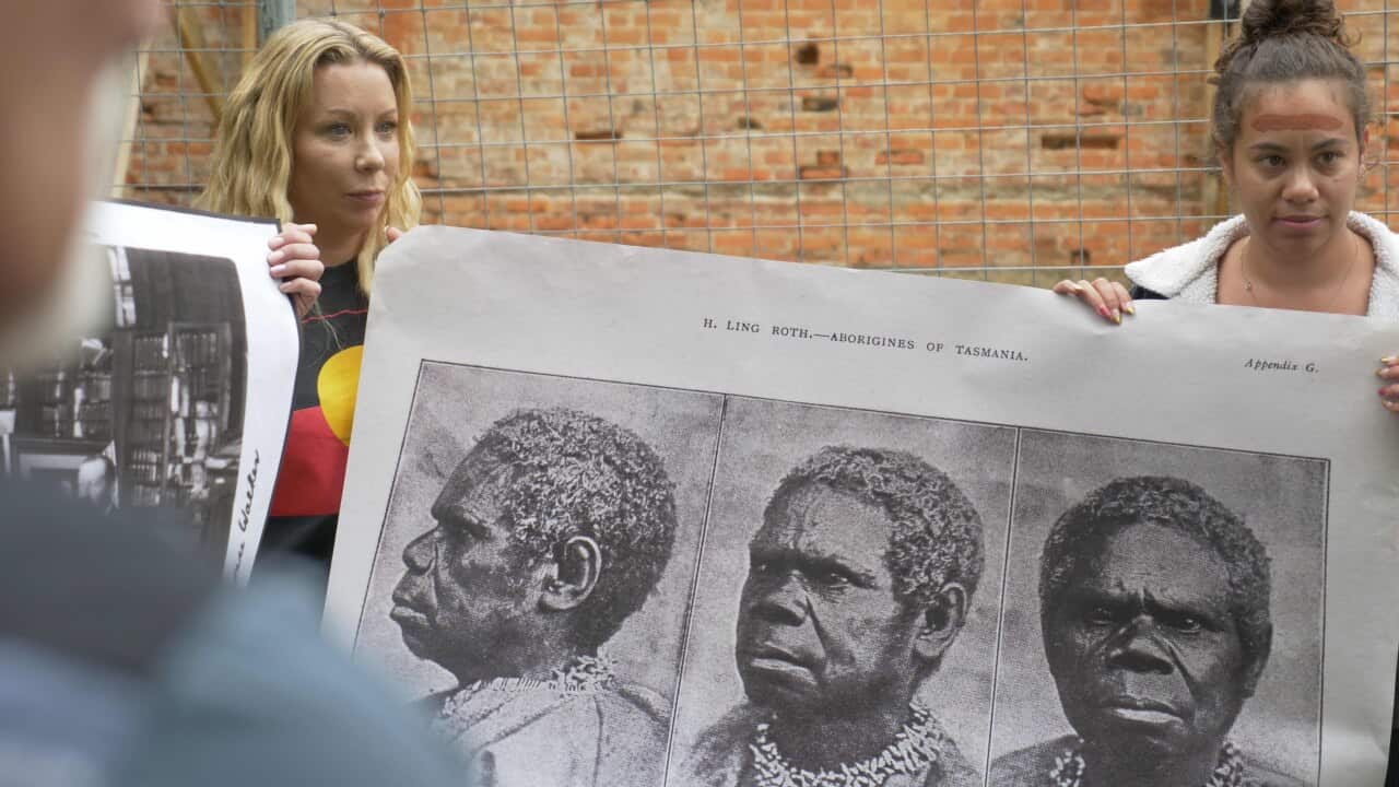 Tasmanian Aboriginal community members Nala Mansell and Nunami Sculthorpe Green.
