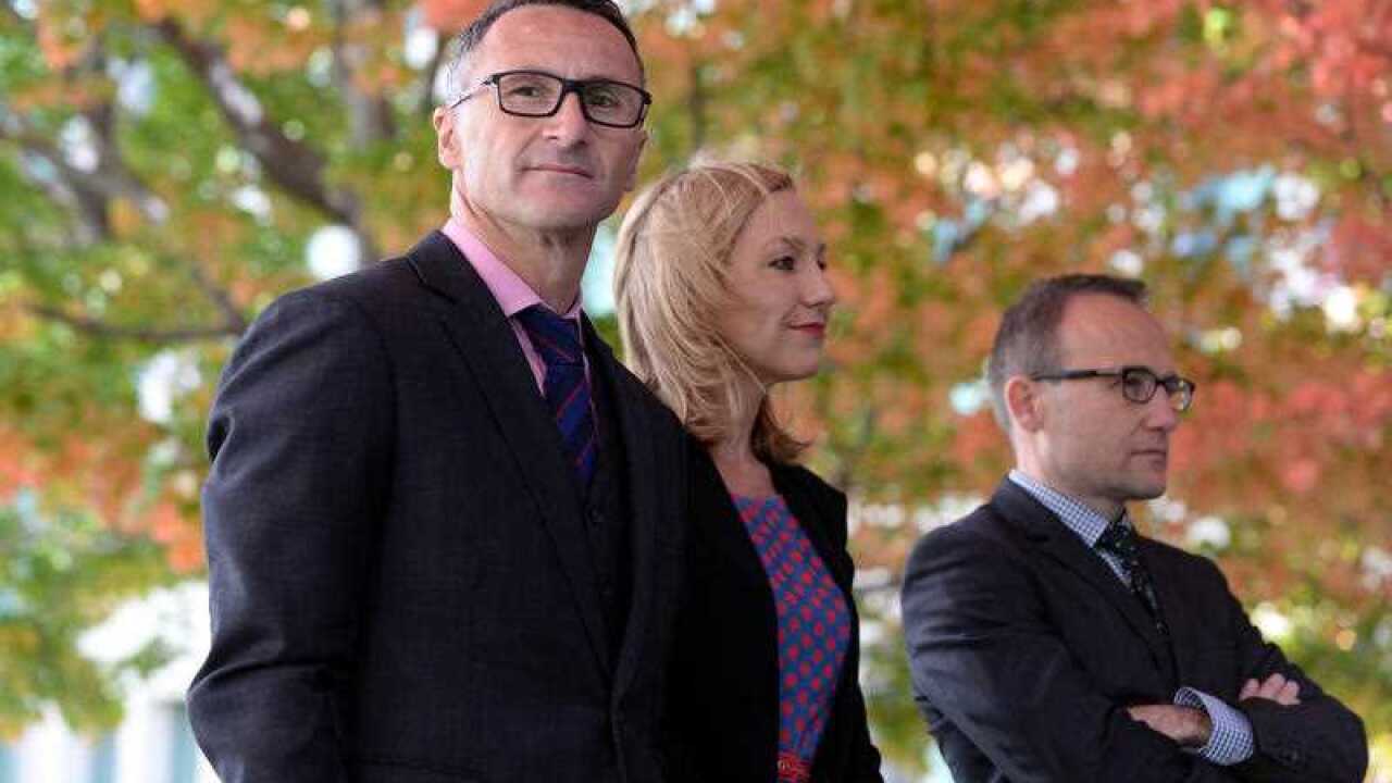 Greens Leader Richard Di Natale, Senator Larissa Waters and Senator Adam Bandt