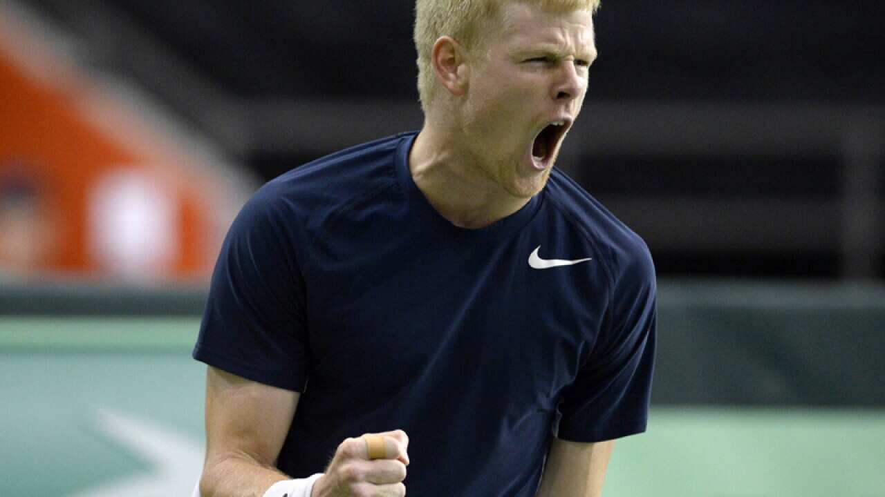 Britain's Dan Kyle Edmund reacts