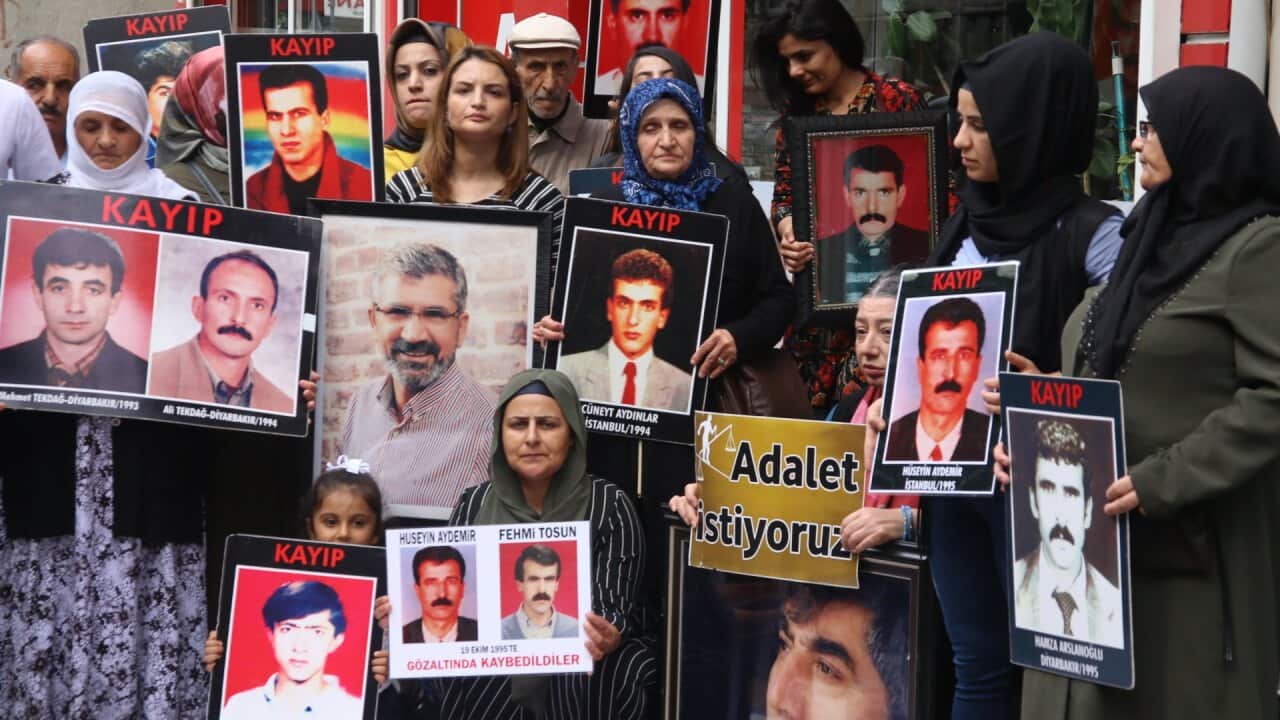 Protestors at human rights violations protest in Turkey