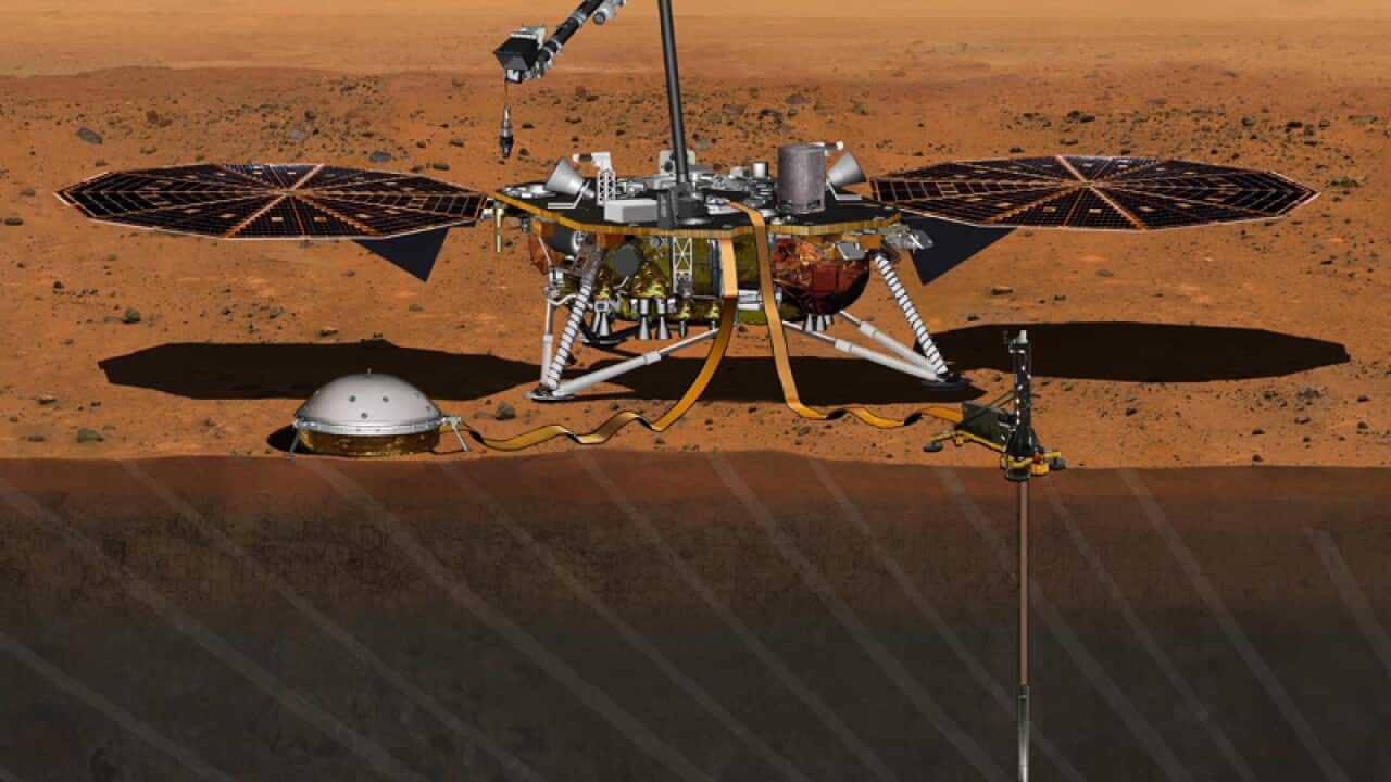 Artist's rendering depicts the InSight Mars lander