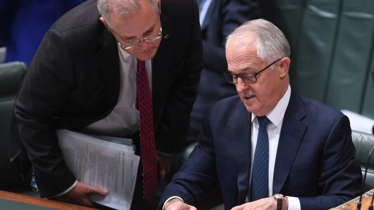 Malcolm Turnbull speaks to Scott Morrison