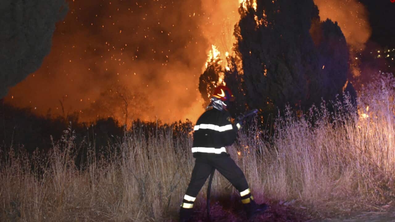 A view of a fire near Petralia Soprana, near Palermo, Sicily, Italy, August 11, 2021