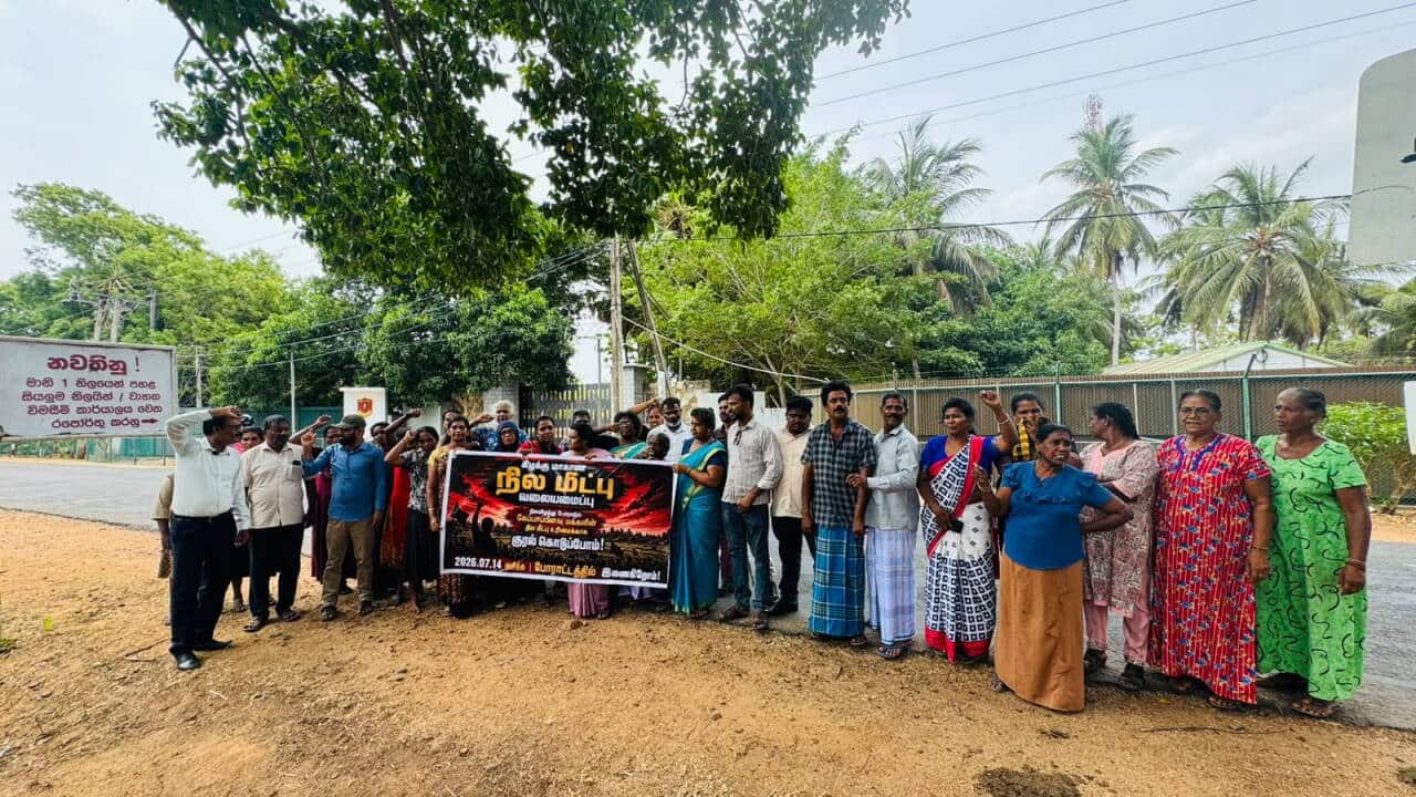 Ongoing protests in the north of Sri Lanka demanding the return of lands to the people