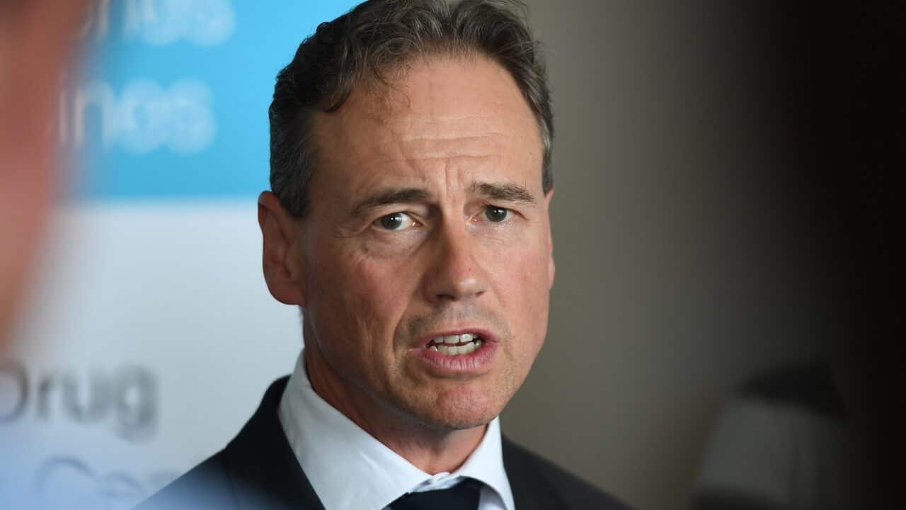 Federal Health Minister Greg Hunt speaks to the media during a press conference at the Walter and Eliza Hall Institute of Medical Research in Melbourne, Thursday, March 12, 2020. (AAP Image/Erik Anderson) NO ARCHIVING