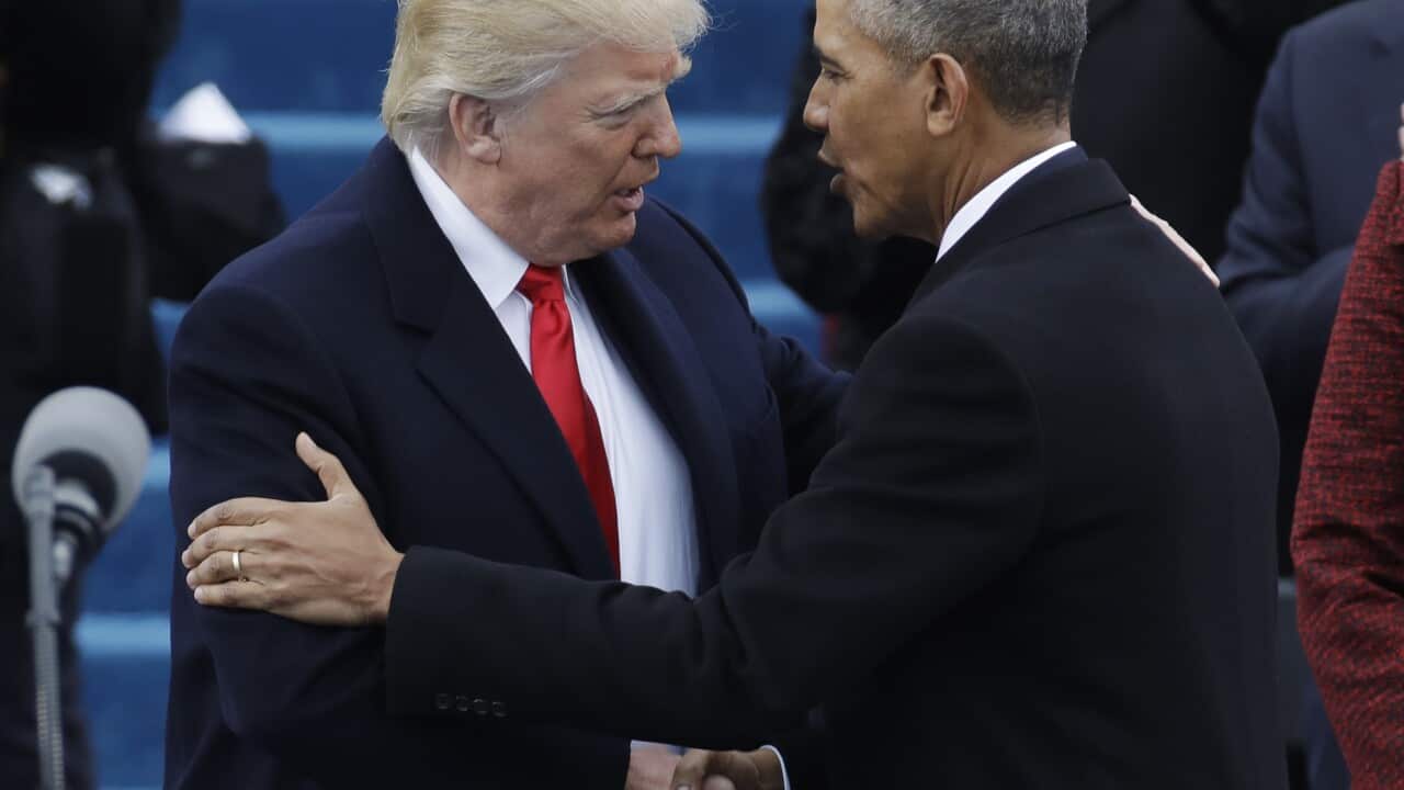 President-elect Donald Trump, left, shakes hands with President Barack Obama before the 58th Presidential Inauguration at the U.S. Capitol in Washington, Friday, Jan. 20, 2017. (AP Photo/Patrick Semansky)