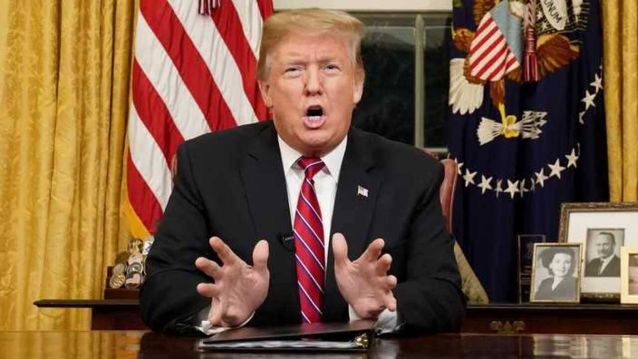 United States President Donald Trump during his televised address.