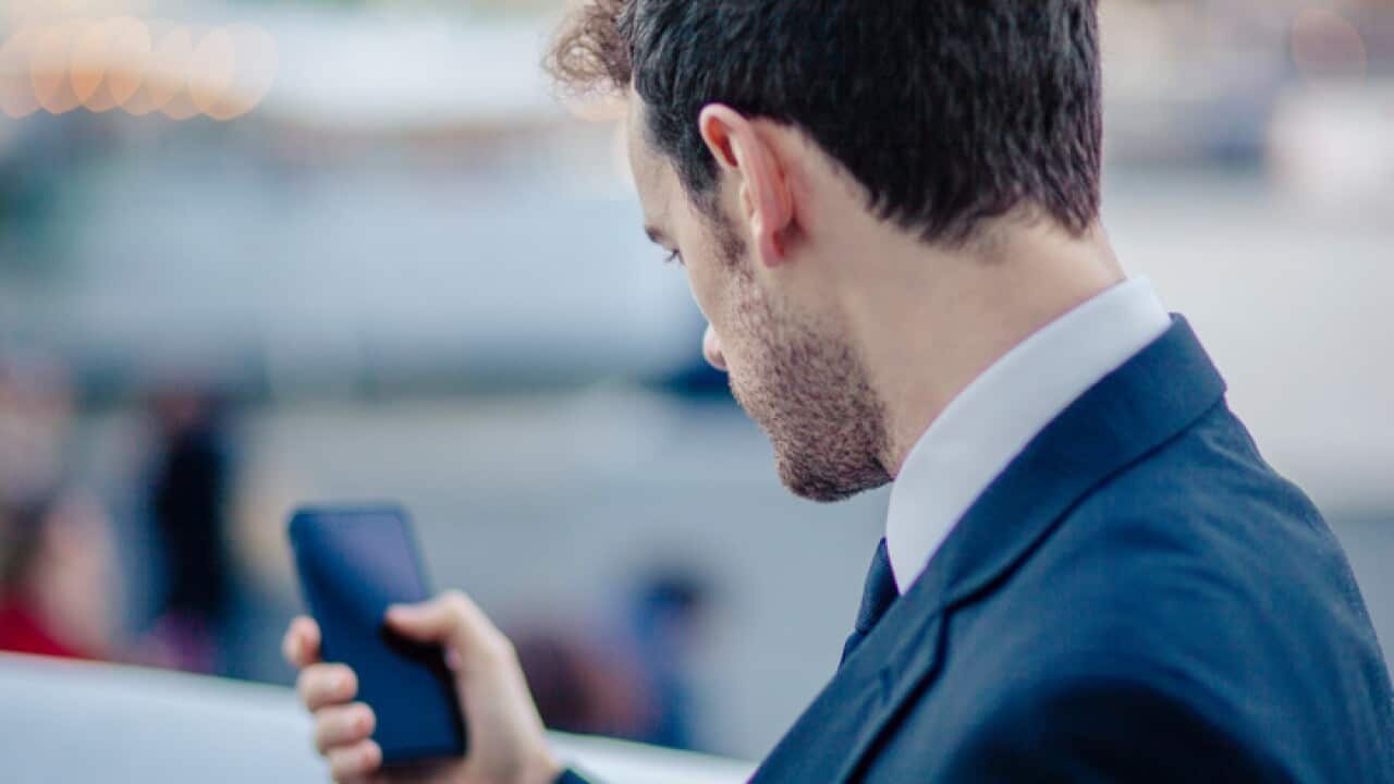 Man looking at phone