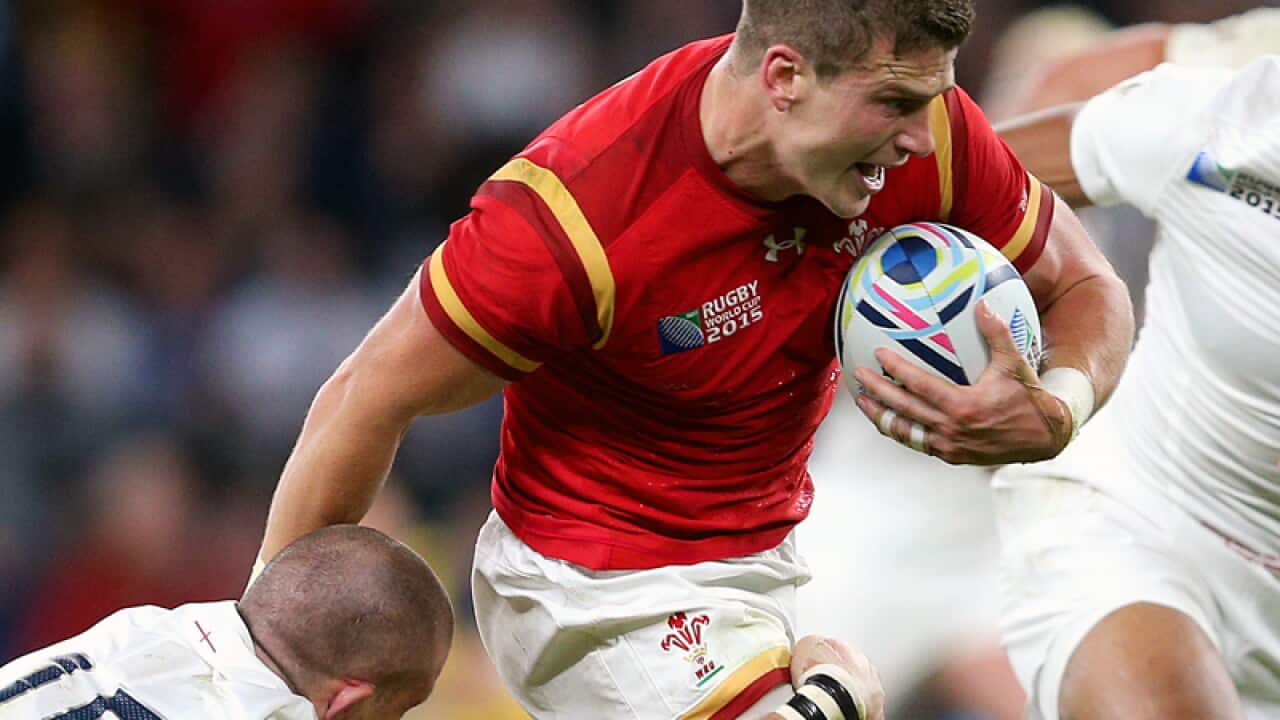 Wales' Scott Williams in action against England
