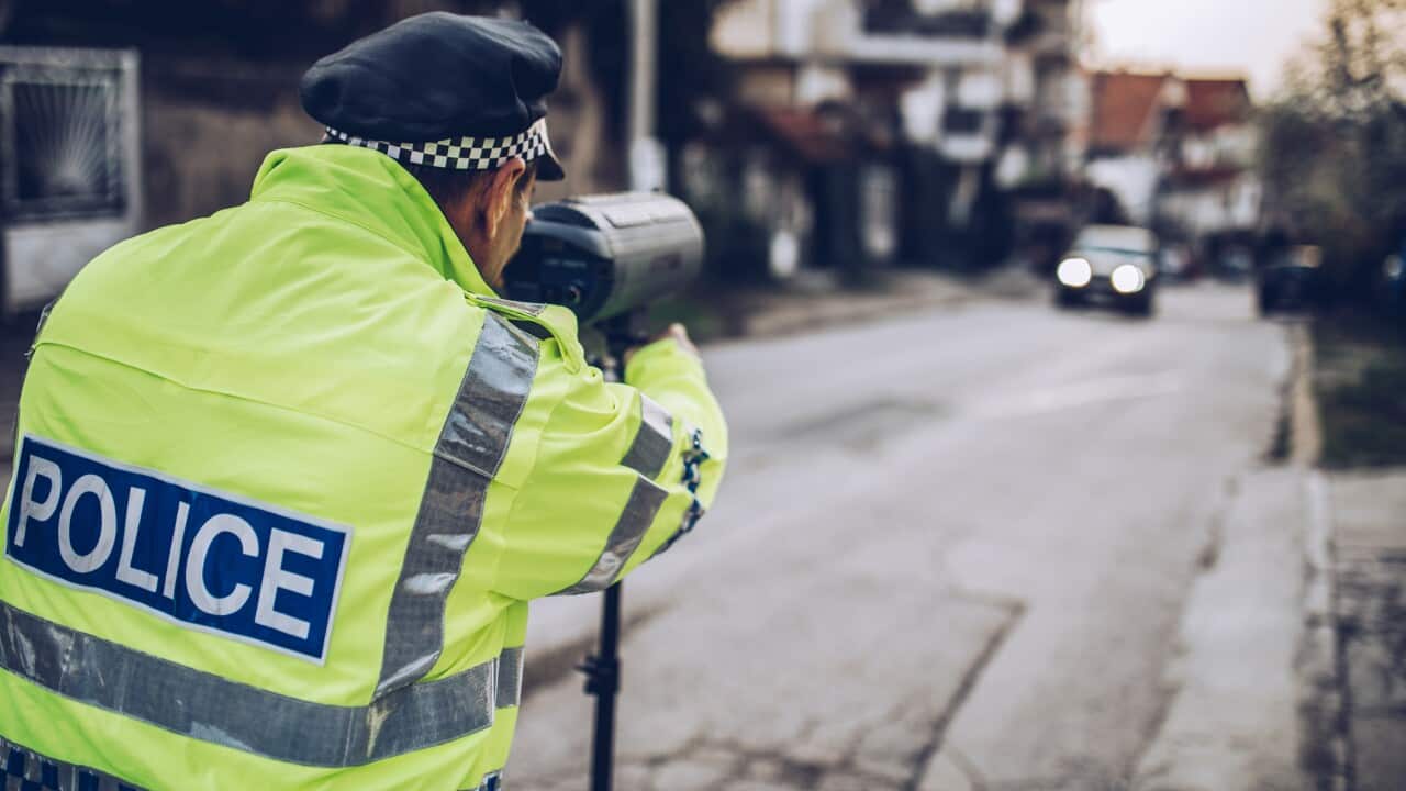 Traffic police working