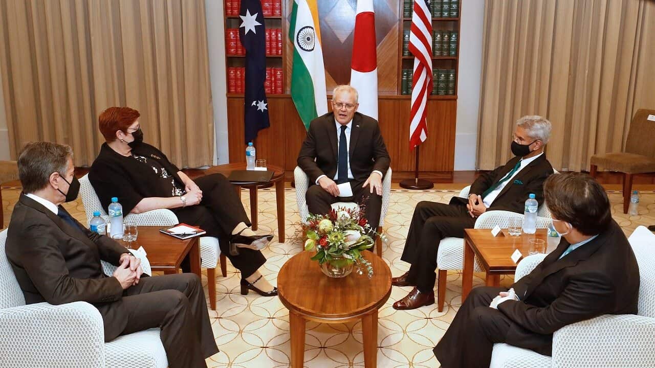 The four nations frrm the so-called Quad meeting in Melbourne, Friday 11 February 2020.