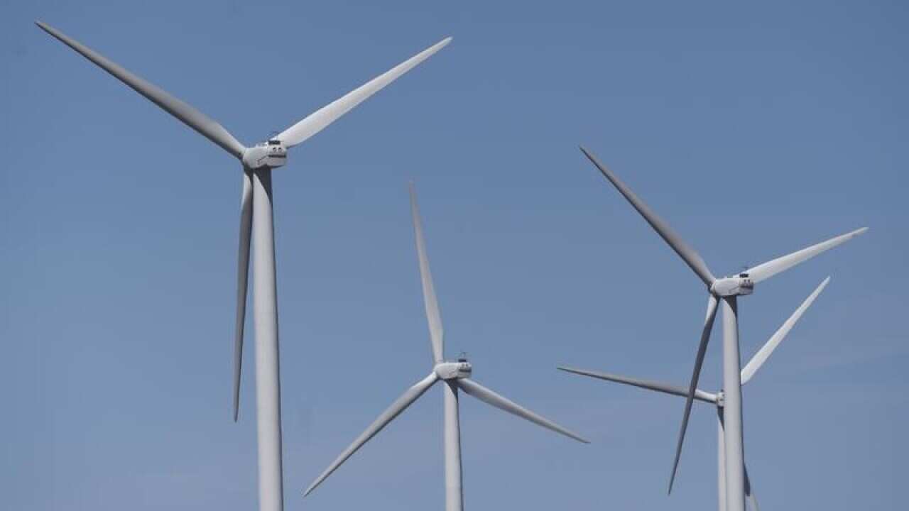 A wind farm is seen outside Bungendore near Canberra