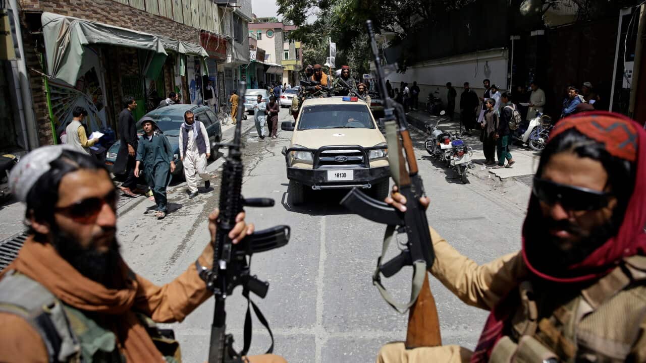 Taliban fighters patrol Kabul, Afghanistan, Thursday, Aug. 19, 2021.