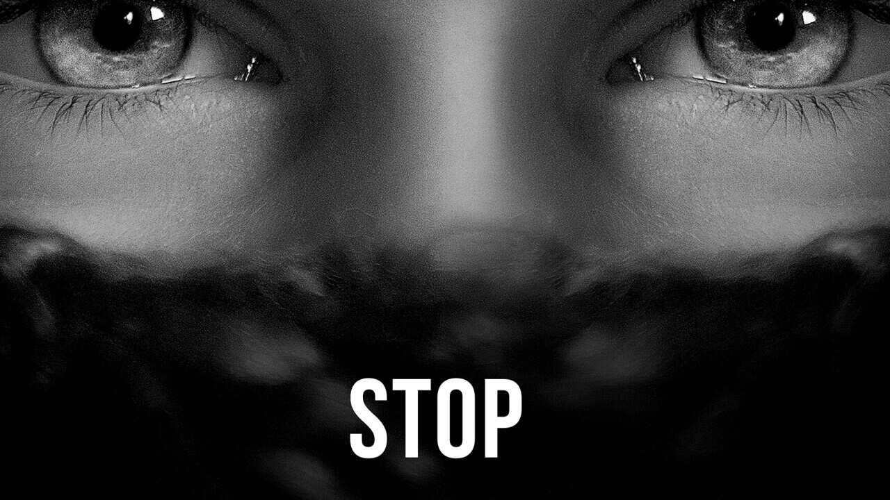 Monochrome Grunge Photo Human Trafficking Poster - 1