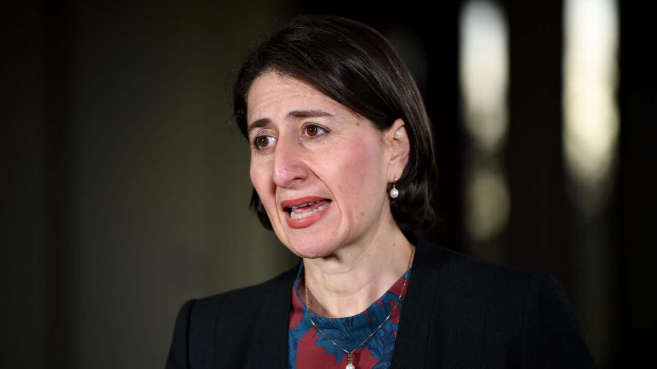 NSW Premier Gladys Berejiklian speaks to the media during a press conference in Sydney, Wednesday, May 27, 2020. (AAP Image/Joel Carrett) NO ARCHIVING