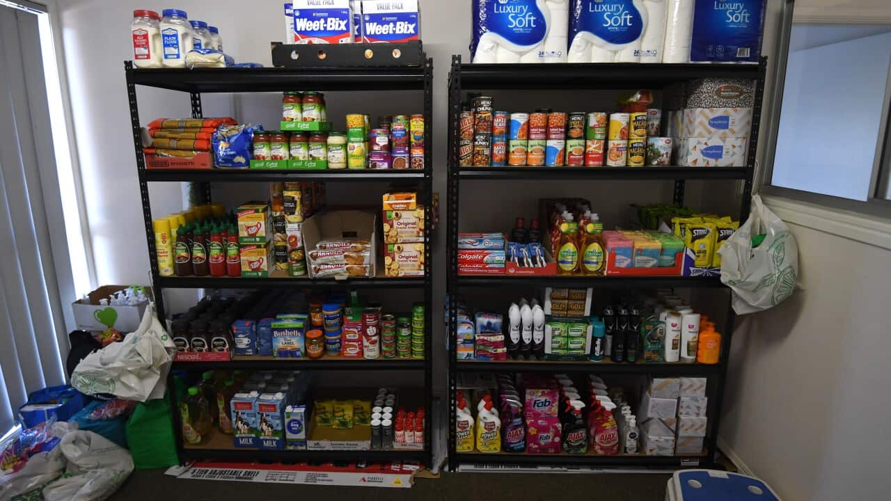 Donated food and household items