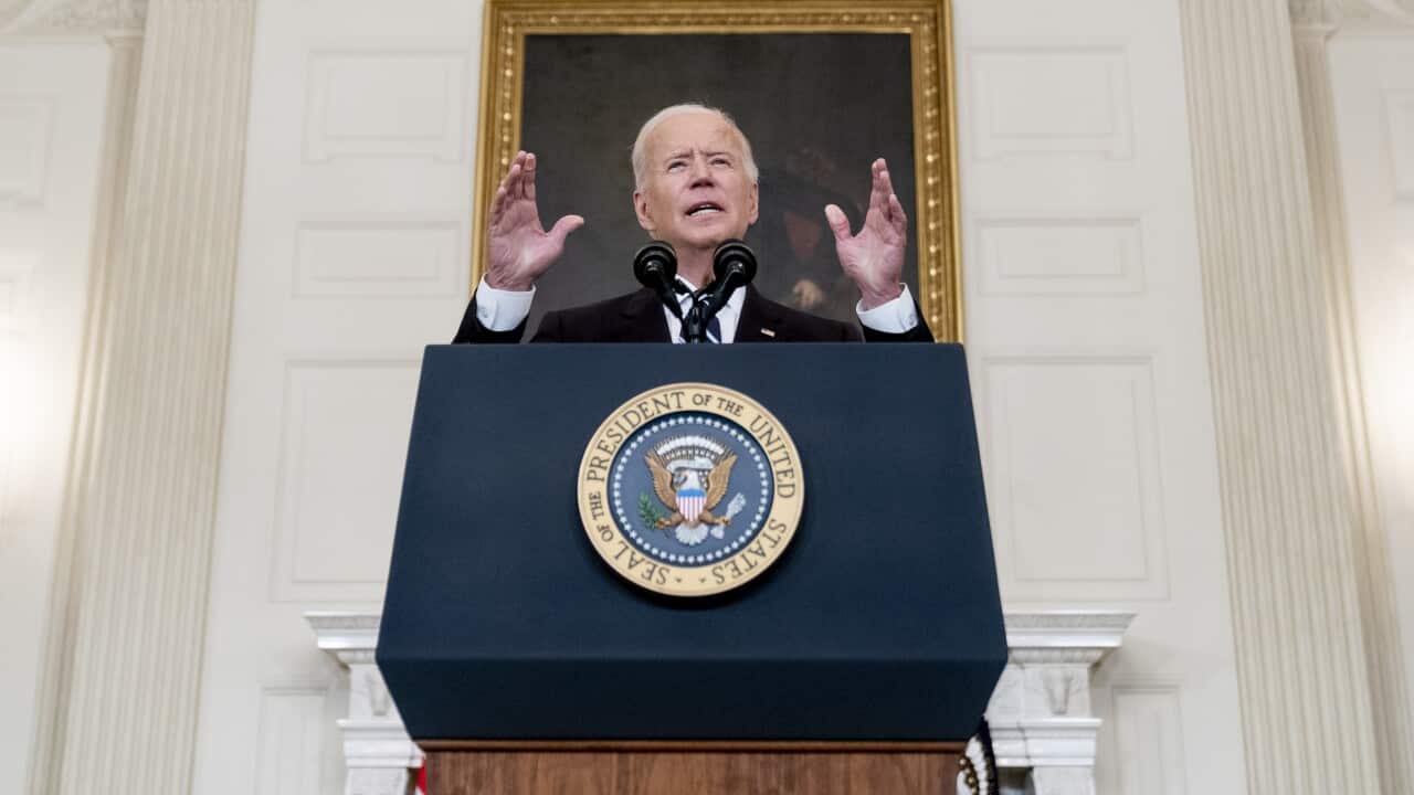 President Joe Biden speaks at the White House, announcing sweeping new federal vaccine requirements.