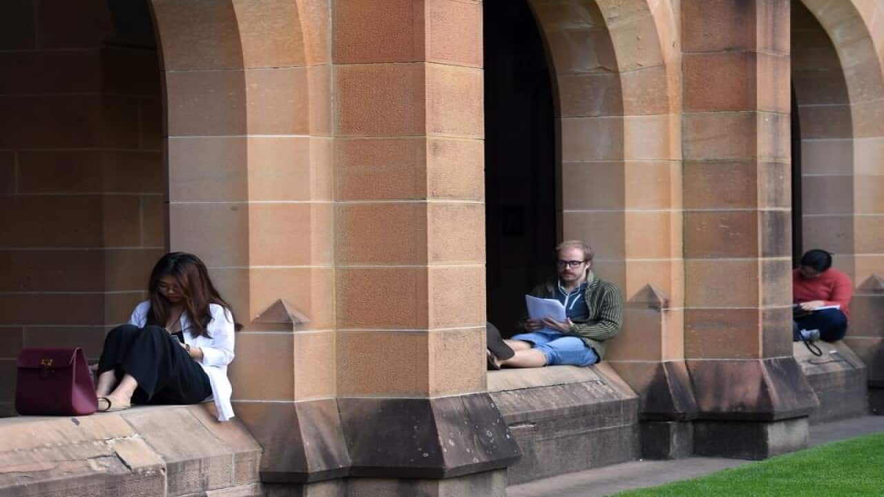 Students read at the Quadrangle of the University of Sydney