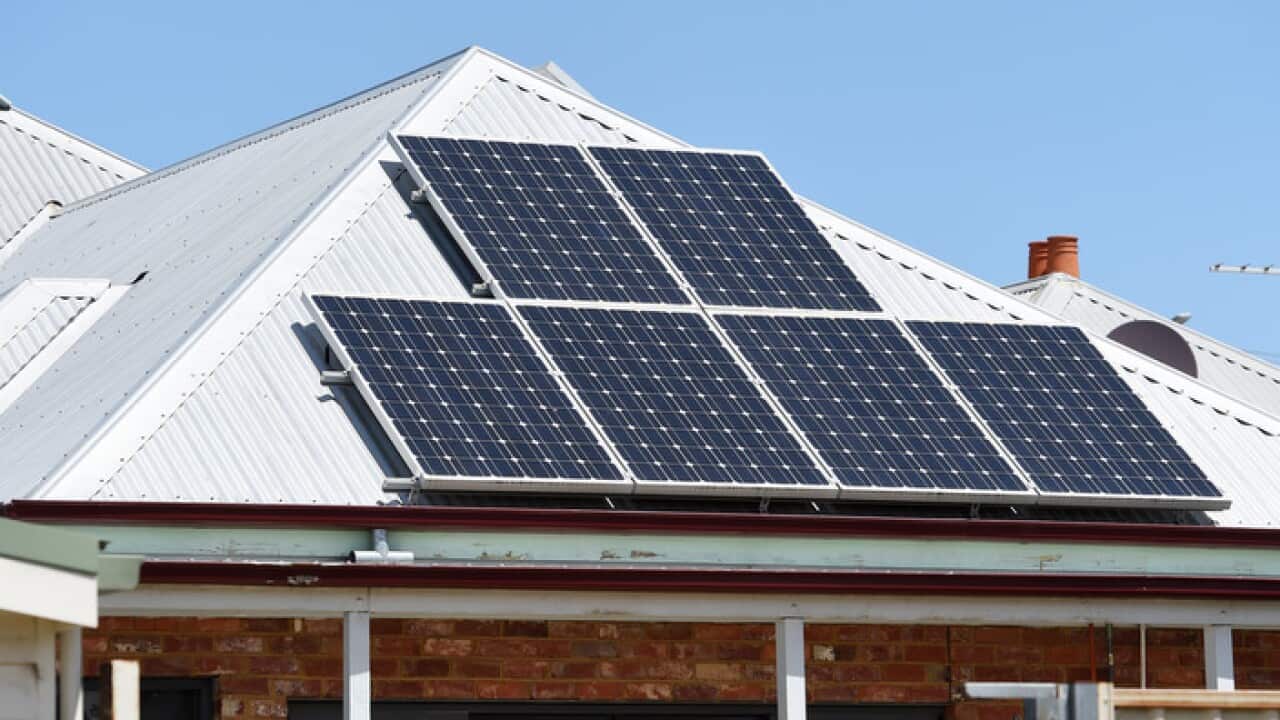 Solar panels on houses in Melbourne.