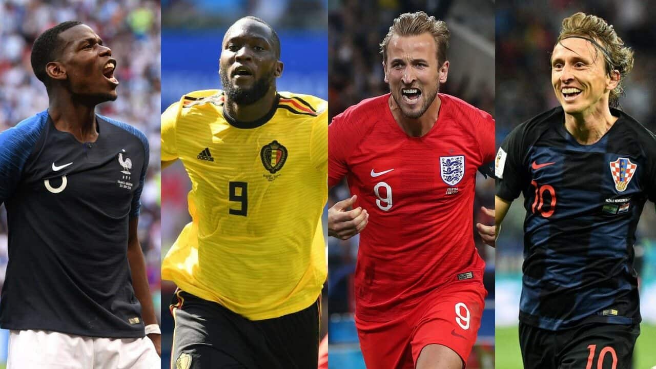 Paul Pogba, Romelu Lukaku, Harry Kane, Luka Modric