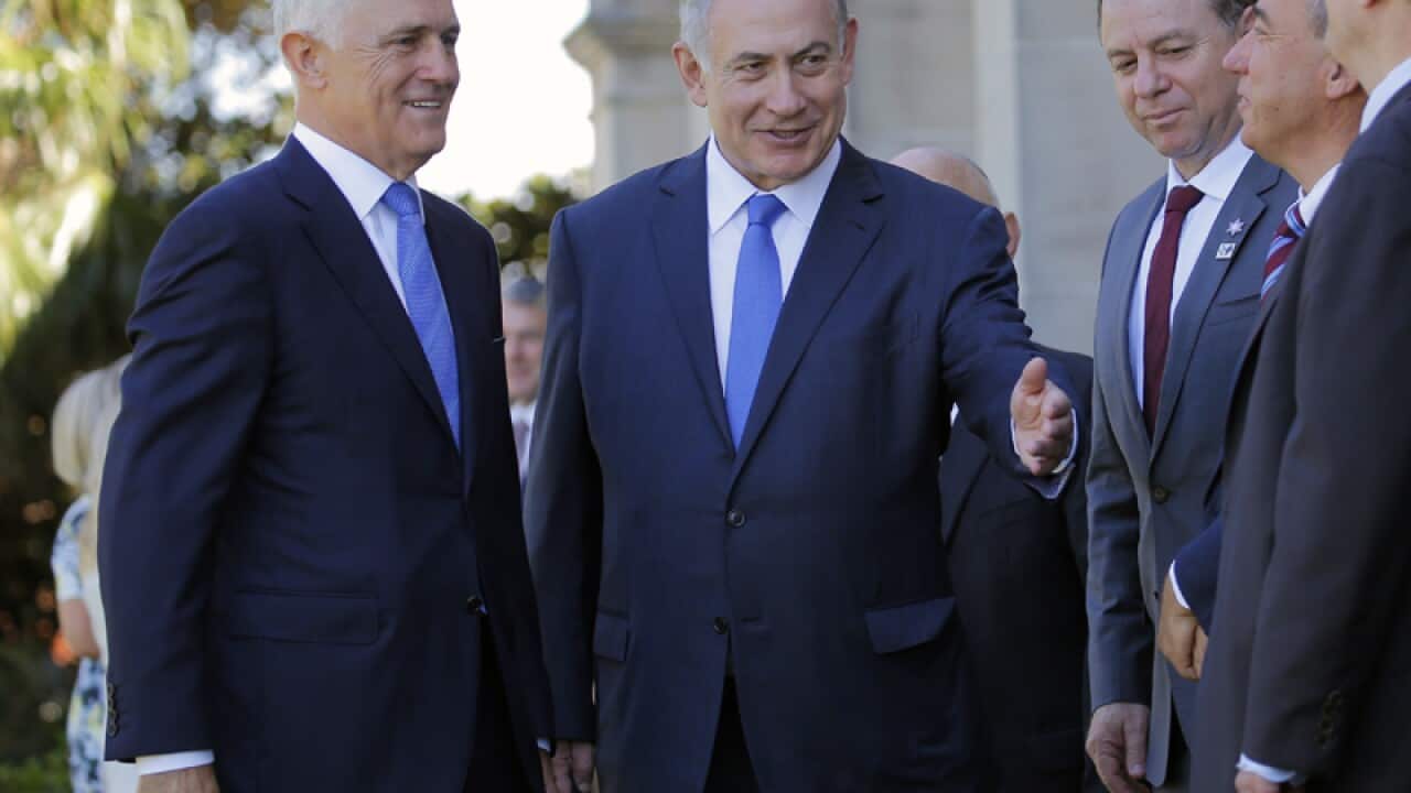 Benjamin Netanyahu (R) and Malcolm Turnbull