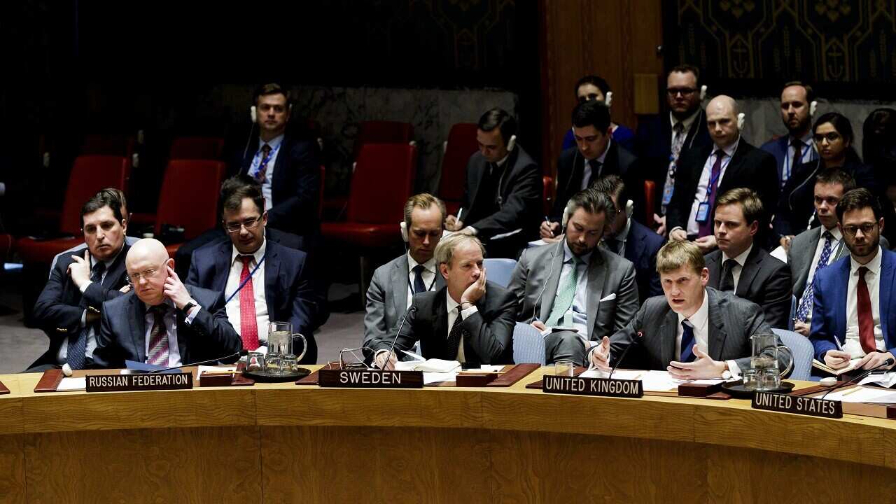 epa06604544 Ambassador Jonathan Allen (3-R), the United Kingdom's Charge d'Affaires, EPA/JUSTIN LANE