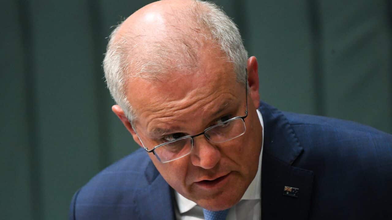 Prime Minister Scott Morrison during Question Time at Parliament House in Canberra.