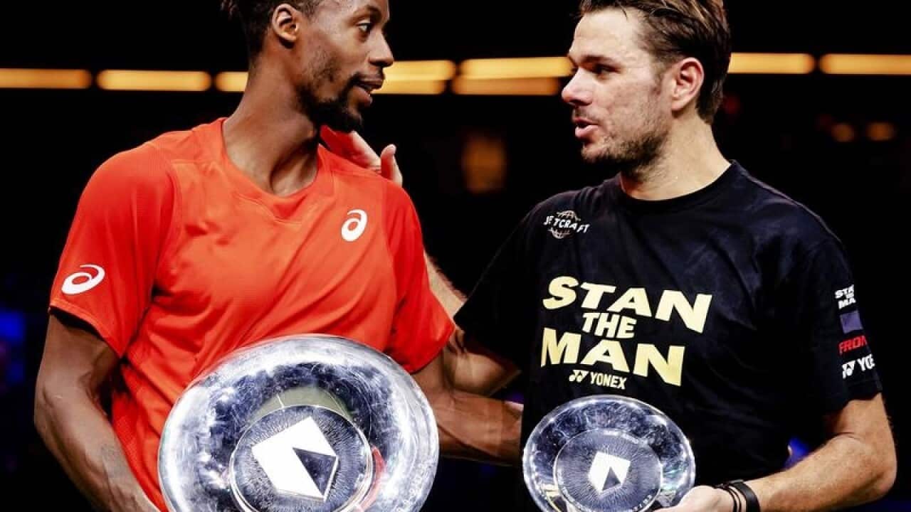 French ace Gael Monfils (L) and Stan Wawrinka