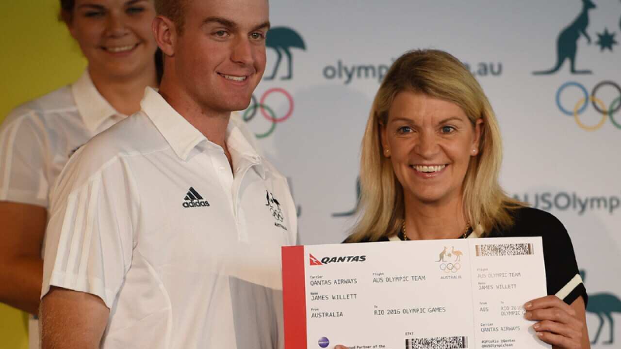 Australian Olympic shooter James Willett (L)