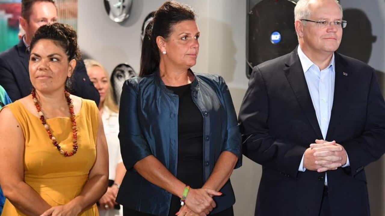 Liberal candidates Jacinta Price (L) and Kathy Ganley (C).