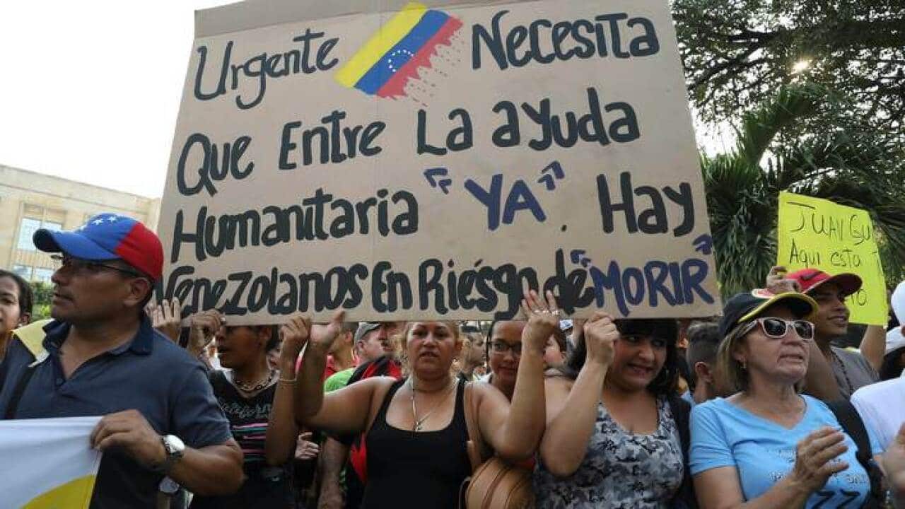 Venezuelans living in Colombia protest against the government